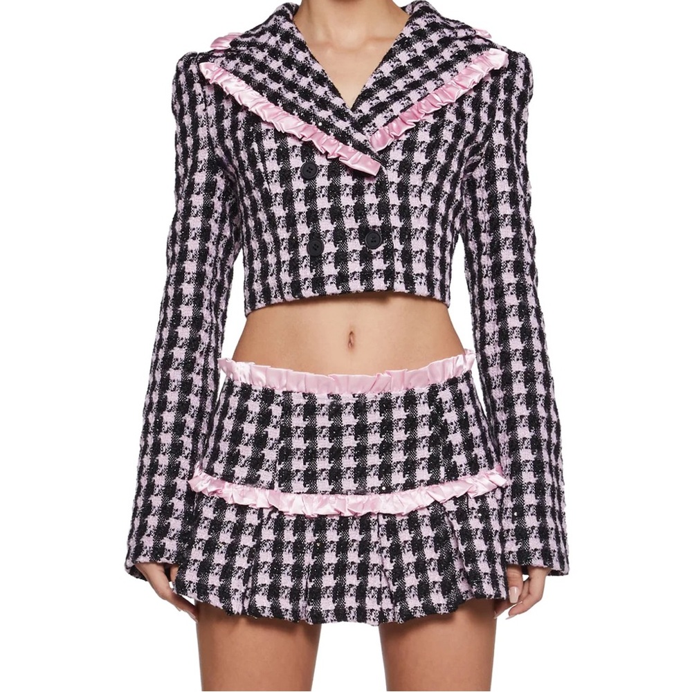 Chic Black and Pink Tweed Set